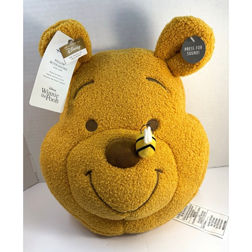 Hallmark Disney Winnie the Pooh Plush Pillow Cushion Press for Sound NWT